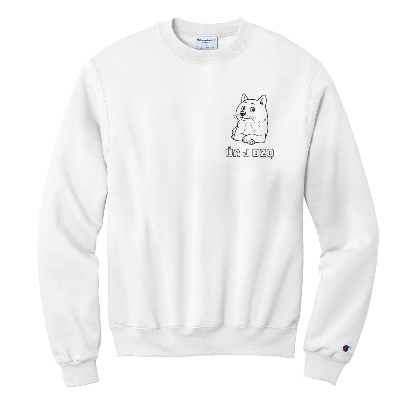 Ua J Dzo Shiba Embroidered Men Crewneck | White