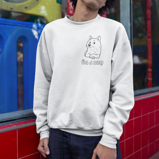 Ua J Dzo Shiba Embroidered Men Crewneck | White